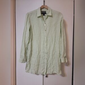 Tahari Light Green 100% Linen Shirt